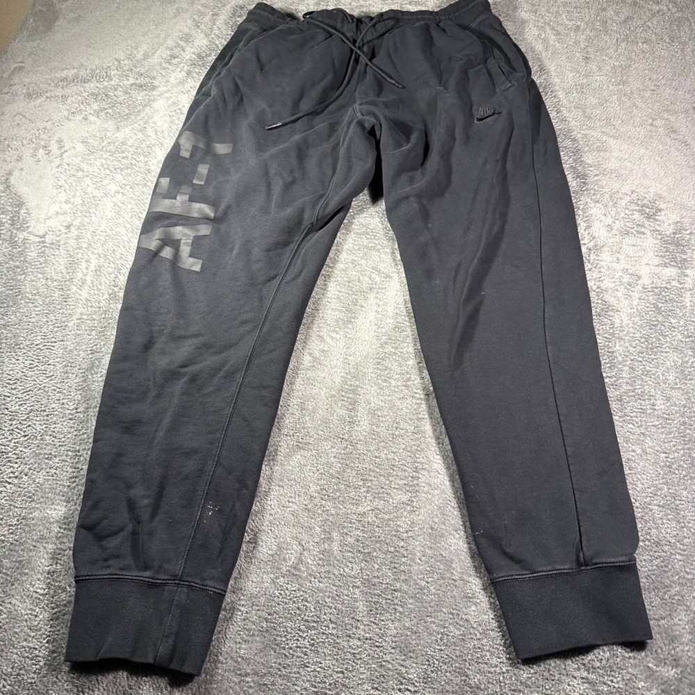 Nike Mens Air Force 1 Fleece Joggers Black XXL Graphic Sweatpants Zip Pocket